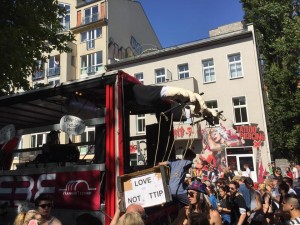 Photo from a recent re-incarnation of the Love Parade, demonstrating Berlin's penchant for political invovlement