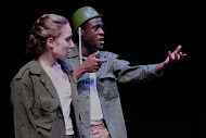 Photo by Eliza Lambert, Gallatin Arts Festival Producer 2016 A still from the GAF piece, Theatre of War Series, with actors Sophia Cannata-Bowman and Patrick Yeboah