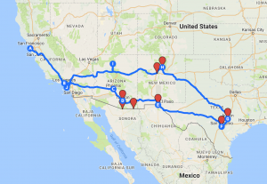 My route across the Southwest will take me through four states and over 4000 miles of driving!