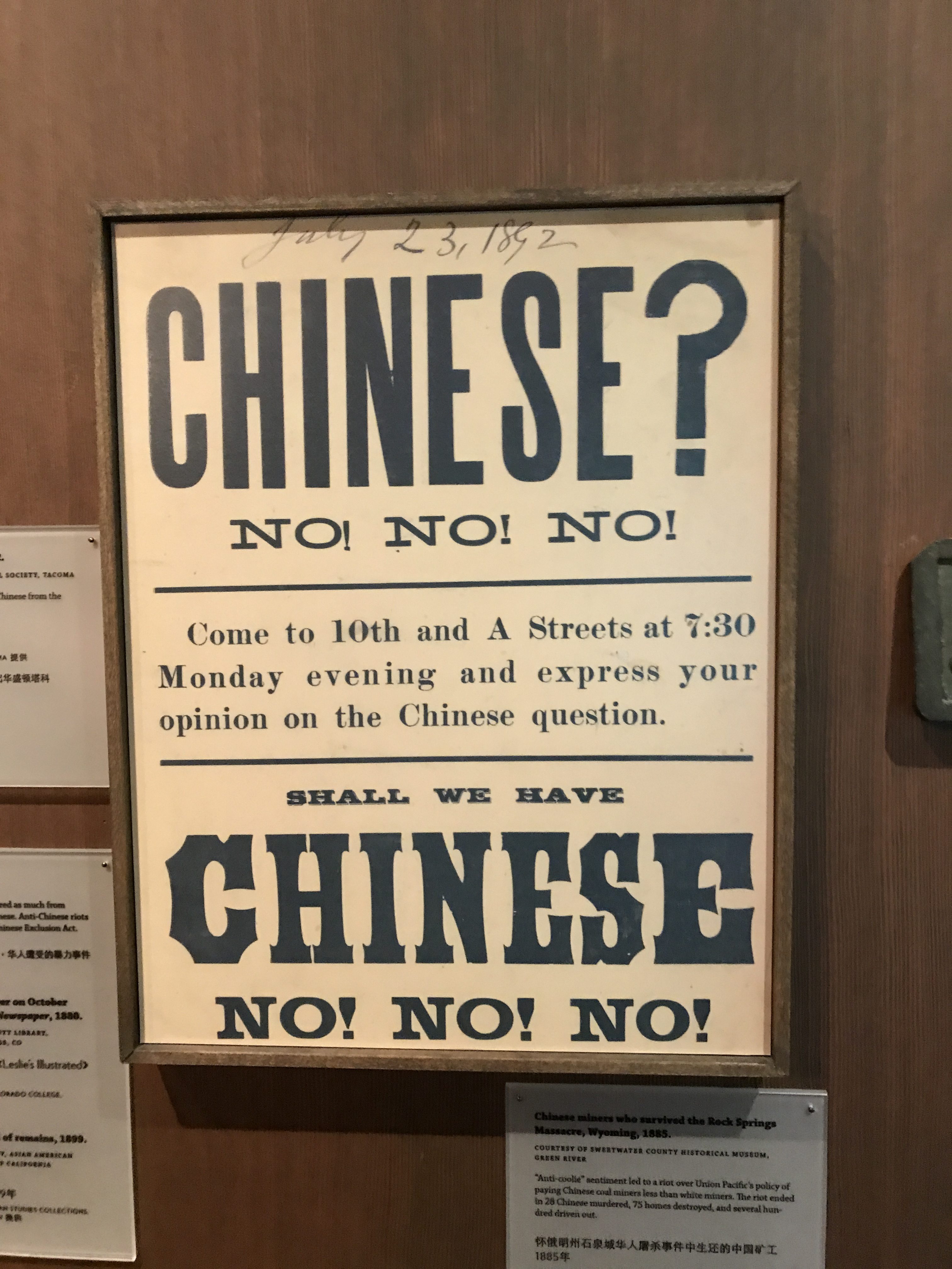 historical poster advertising meeting against Chinese