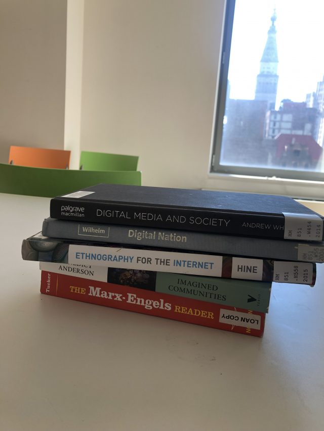 Stack of library books