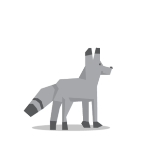 Vector drawing of a fox- or dog-like creature looking into the distance